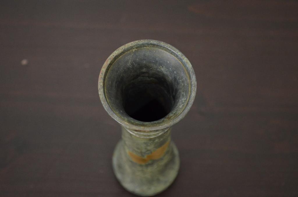 四世　秦蔵六　塗金銅花生(花瓶、共箱)(R-042424)