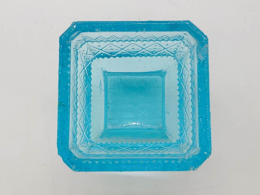 大正～昭和初期　菓子型　ギヤマン　涼やかな雰囲気の小鉢3点セット(深皿、深鉢、和ガラス、硝子)(R-083030)