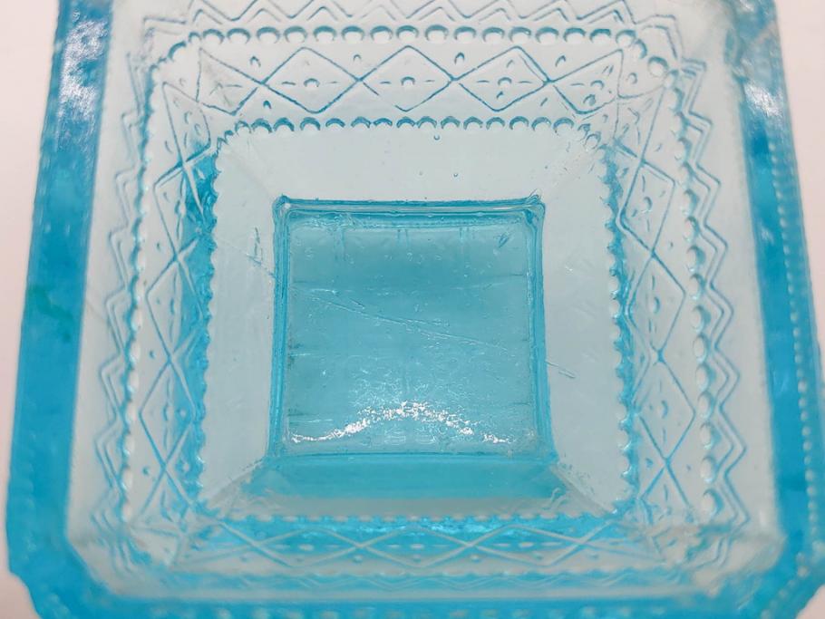 大正～昭和初期　菓子型　ギヤマン　涼やかな雰囲気の小鉢3点セット(深皿、深鉢、和ガラス、硝子)(R-083030)