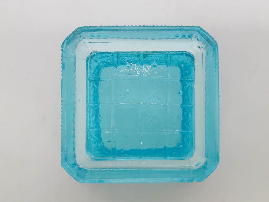 大正～昭和初期　菓子型　ギヤマン　涼やかな雰囲気の小鉢3点セット(深皿、深鉢、和ガラス、硝子)(R-083030)