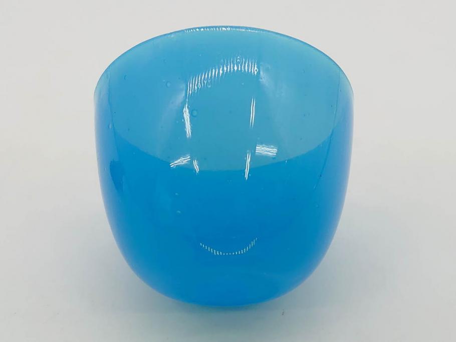 大正～昭和初期　菓子型　ギヤマン　涼やかな雰囲気の小鉢3点セット(深皿、深鉢、和ガラス、硝子)(R-083030)