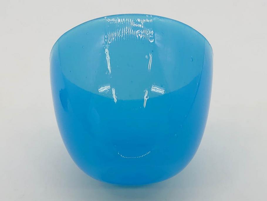 大正～昭和初期　菓子型　ギヤマン　涼やかな雰囲気の小鉢3点セット(深皿、深鉢、和ガラス、硝子)(R-083030)