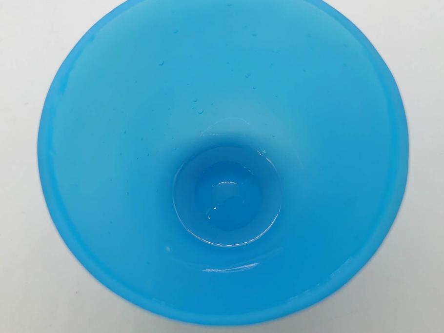 大正～昭和初期　菓子型　ギヤマン　涼やかな雰囲気の小鉢3点セット(深皿、深鉢、和ガラス、硝子)(R-083030)