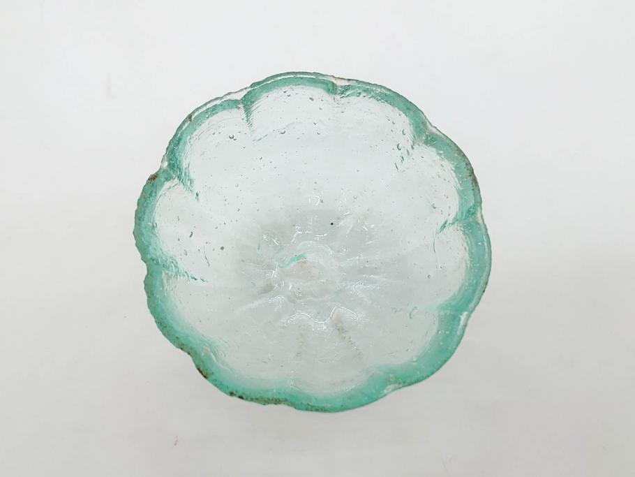 大正～昭和初期　菓子型　ギヤマン　涼やかな雰囲気の小鉢3点セット(深皿、深鉢、和ガラス、硝子)(R-083030)