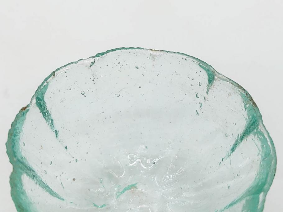 大正～昭和初期　菓子型　ギヤマン　涼やかな雰囲気の小鉢3点セット(深皿、深鉢、和ガラス、硝子)(R-083030)
