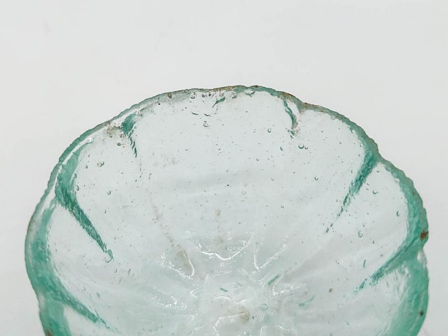 大正～昭和初期　菓子型　ギヤマン　涼やかな雰囲気の小鉢3点セット(深皿、深鉢、和ガラス、硝子)(R-083030)