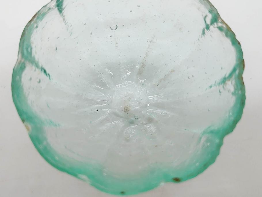 大正～昭和初期　菓子型　ギヤマン　涼やかな雰囲気の小鉢3点セット(深皿、深鉢、和ガラス、硝子)(R-083030)