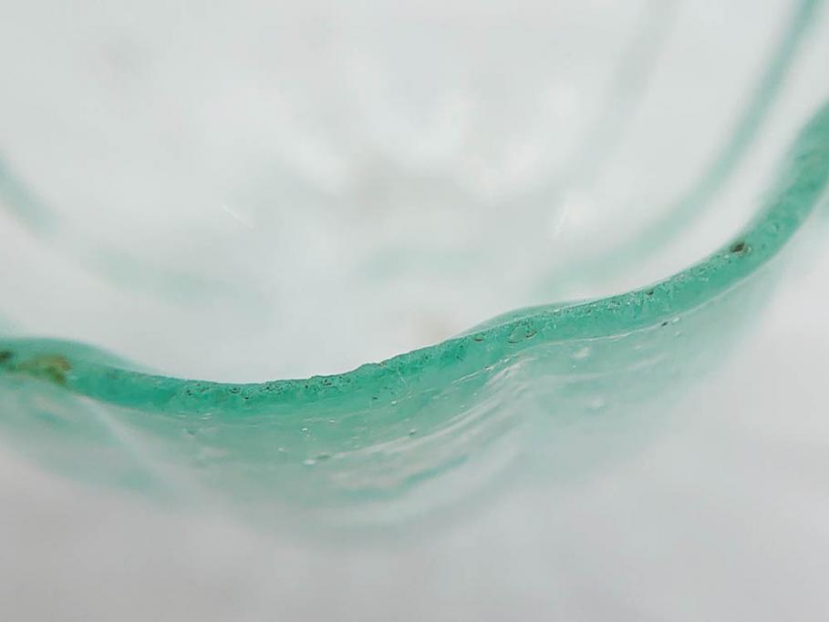大正～昭和初期　菓子型　ギヤマン　涼やかな雰囲気の小鉢3点セット(深皿、深鉢、和ガラス、硝子)(R-083030)