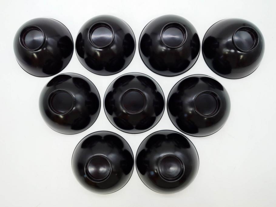 明治～大正期　輪島塗　木製　気品ある金蒔絵が美しいお椀9客セット(漆器、漆芸、蓋付き、汁椀、吸物椀、和食器)(R-083052)