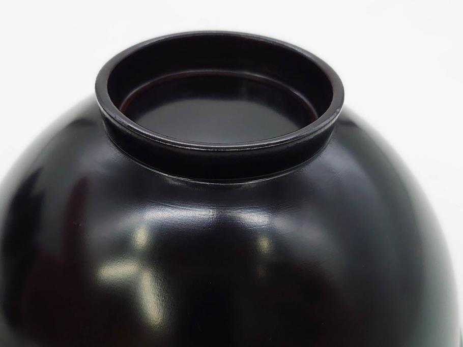 明治～大正期　輪島塗　木製　気品ある金蒔絵が美しいお椀9客セット(漆器、漆芸、蓋付き、汁椀、吸物椀、和食器)(R-083052)