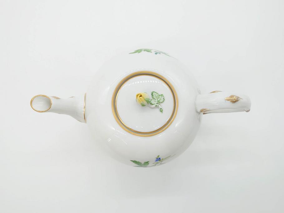 ドイツ　マイセン　Meissen　ベーシックフラワー　二つ花　花の装飾が素敵なティーポット(洋食器)(R-069961)