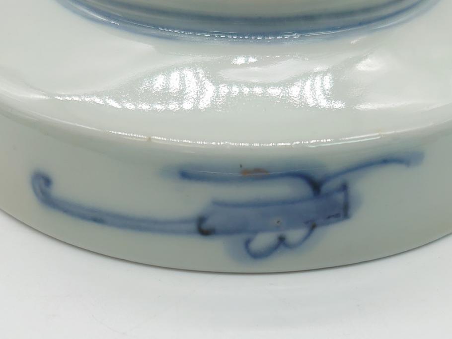 幕末〜明治期　伊万里焼　金襴手　色絵　染付　花桃文　5.4寸皿　約16.5cm　煌びやかで豪華な絵付けの深皿3枚セット(五寸四分、和皿、中皿、和食器)(R-062117)
