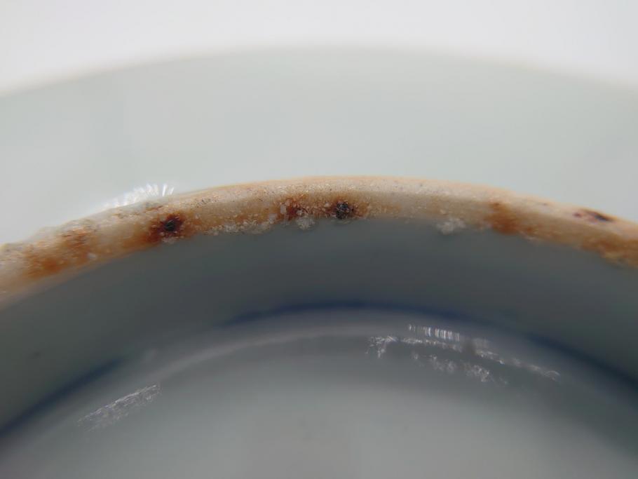 幕末〜明治期　伊万里焼　金襴手　色絵　染付　花桃文　5.4寸皿　約16.5cm　煌びやかで豪華な絵付けの深皿3枚セット(五寸四分、和皿、中皿、和食器)(R-062117)