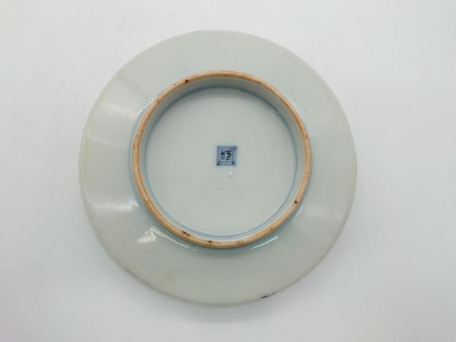 幕末〜明治期　伊万里焼　金襴手　色絵　染付　花桃文　5.4寸皿　約16.5cm　煌びやかで豪華な絵付けの深皿2枚セット(五寸四分、和皿、中皿、和食器)(R-062118)