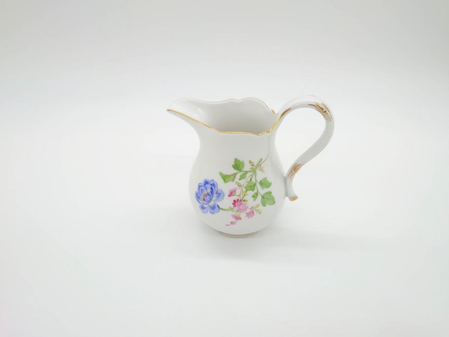 ドイツ　マイセン　Meissen　ベーシックフラワー　二つ花　大胆に描かれた花達が華やぎをもたらしてくれるクリーマー(洋食器、ミルクジャー、ミルクポット)(R-070191)