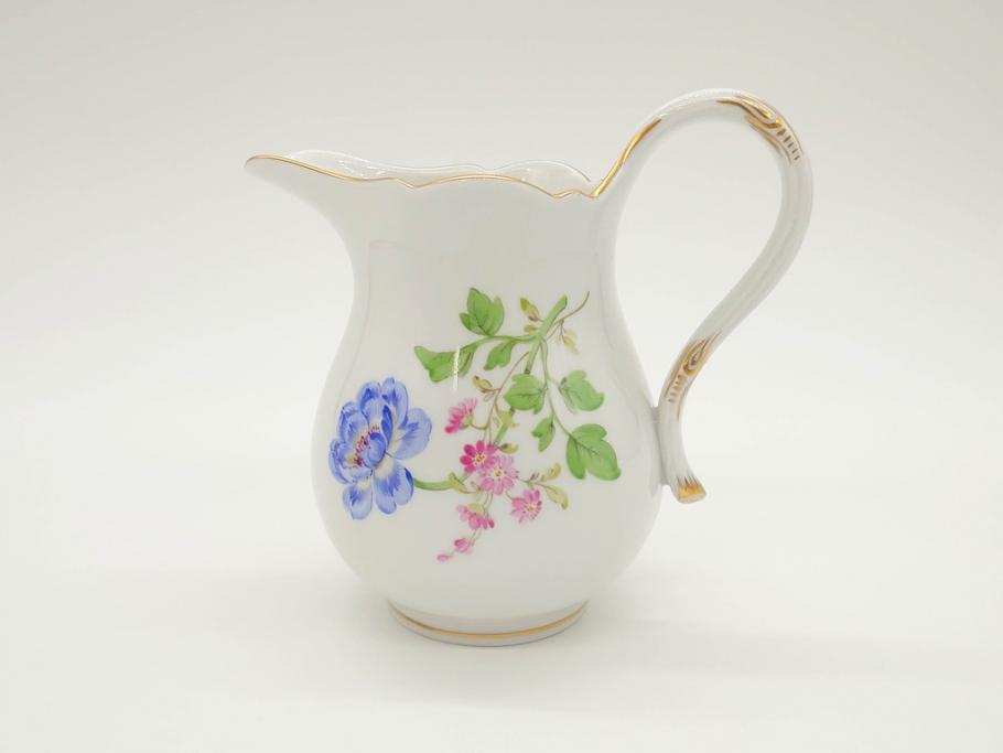 ドイツ　マイセン　Meissen　ベーシックフラワー　二つ花　大胆に描かれた花達が華やぎをもたらしてくれるクリーマー(洋食器、ミルクジャー、ミルクポット)(R-070191)