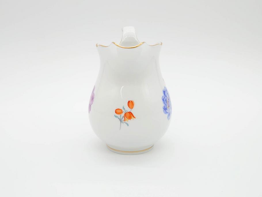 ドイツ　マイセン　Meissen　ベーシックフラワー　二つ花　大胆に描かれた花達が華やぎをもたらしてくれるクリーマー(洋食器、ミルクジャー、ミルクポット)(R-070191)