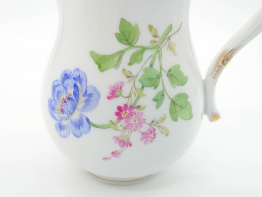 ドイツ　マイセン　Meissen　ベーシックフラワー　二つ花　大胆に描かれた花達が華やぎをもたらしてくれるクリーマー(洋食器、ミルクジャー、ミルクポット)(R-070191)