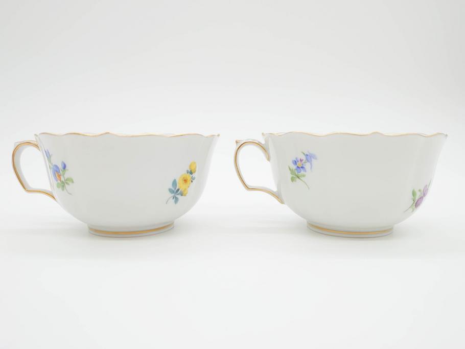 ドイツ　マイセン　Meissen　ベーシックフラワー　二つ花　ティータイムが華やかになるティーカップ&ソーサー2客セット(洋食器、C&S)(R-070193)