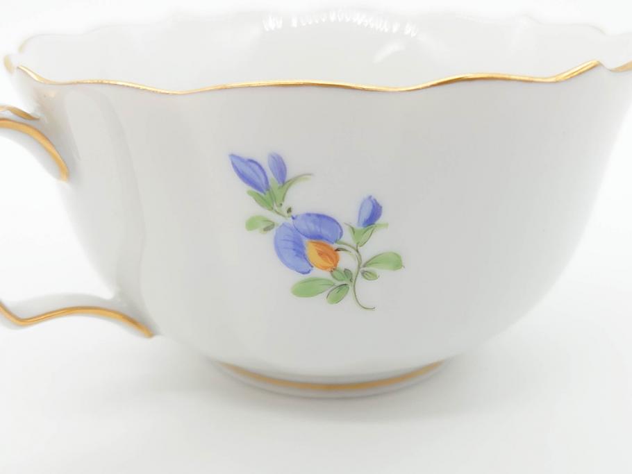 ドイツ　マイセン　Meissen　ベーシックフラワー　二つ花　ティータイムが華やかになるティーカップ&ソーサー2客セット(洋食器、C&S)(R-070193)
