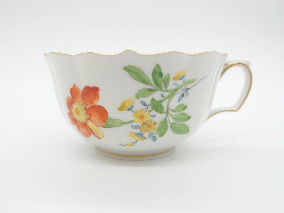 ドイツ　マイセン　Meissen　ベーシックフラワー　二つ花　ティータイムが華やかになるティーカップ&ソーサー2客セット(洋食器、C&S)(R-070193)