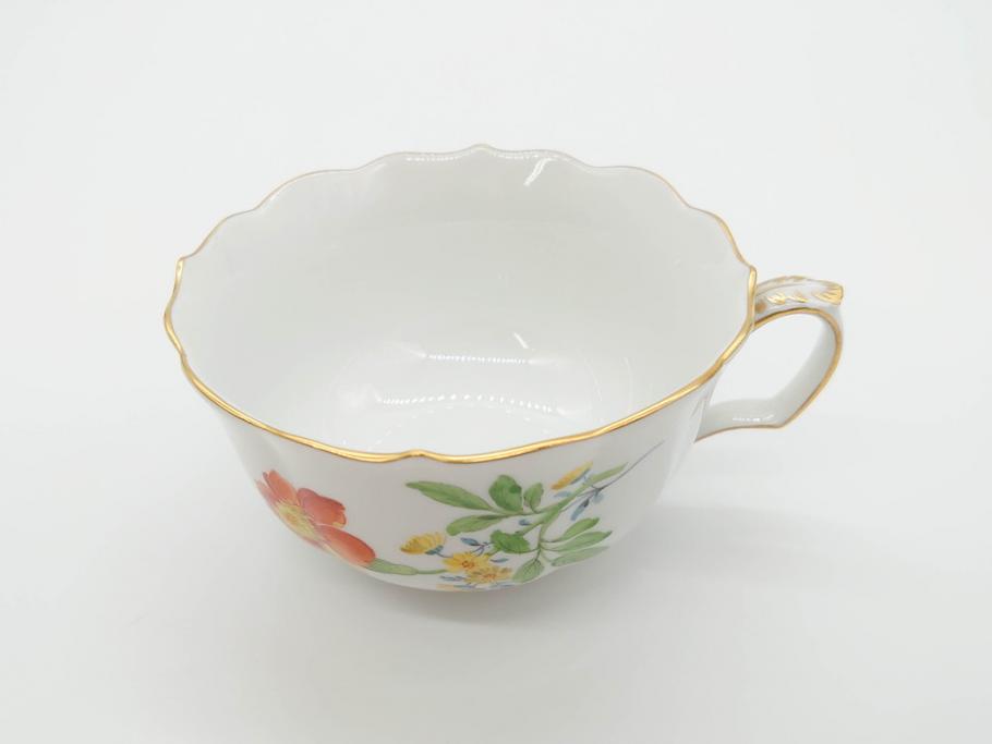 ドイツ　マイセン　Meissen　ベーシックフラワー　二つ花　ティータイムが華やかになるティーカップ&ソーサー2客セット(洋食器、C&S)(R-070193)
