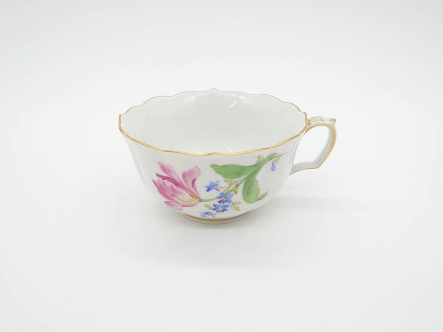 ドイツ　マイセン　Meissen　ベーシックフラワー　二つ花　ティータイムが華やかになるティーカップ&ソーサー3客セット(洋食器、C&S)(R-070195)