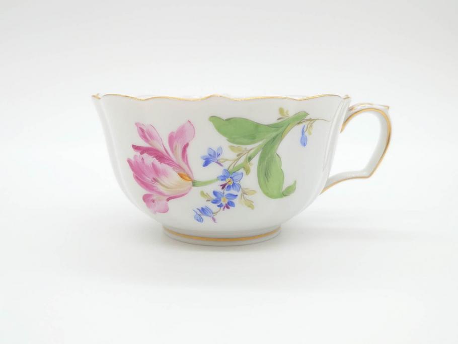 ドイツ　マイセン　Meissen　ベーシックフラワー　二つ花　ティータイムが華やかになるティーカップ&ソーサー3客セット(洋食器、C&S)(R-070195)