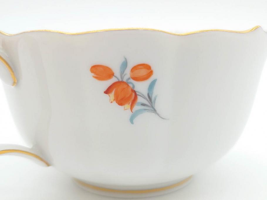 ドイツ　マイセン　Meissen　ベーシックフラワー　二つ花　ティータイムが華やかになるティーカップ&ソーサー3客セット(洋食器、C&S)(R-070195)