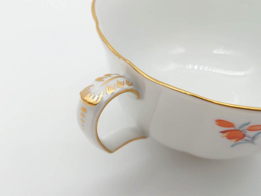 ドイツ　マイセン　Meissen　ベーシックフラワー　二つ花　ティータイムが華やかになるティーカップ&ソーサー3客セット(洋食器、C&S)(R-070195)