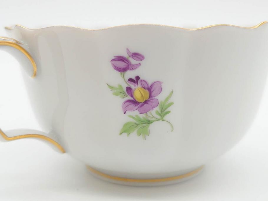 ドイツ　マイセン　Meissen　ベーシックフラワー　二つ花　ティータイムが華やかになるティーカップ&ソーサー3客セット(洋食器、C&S)(R-070195)