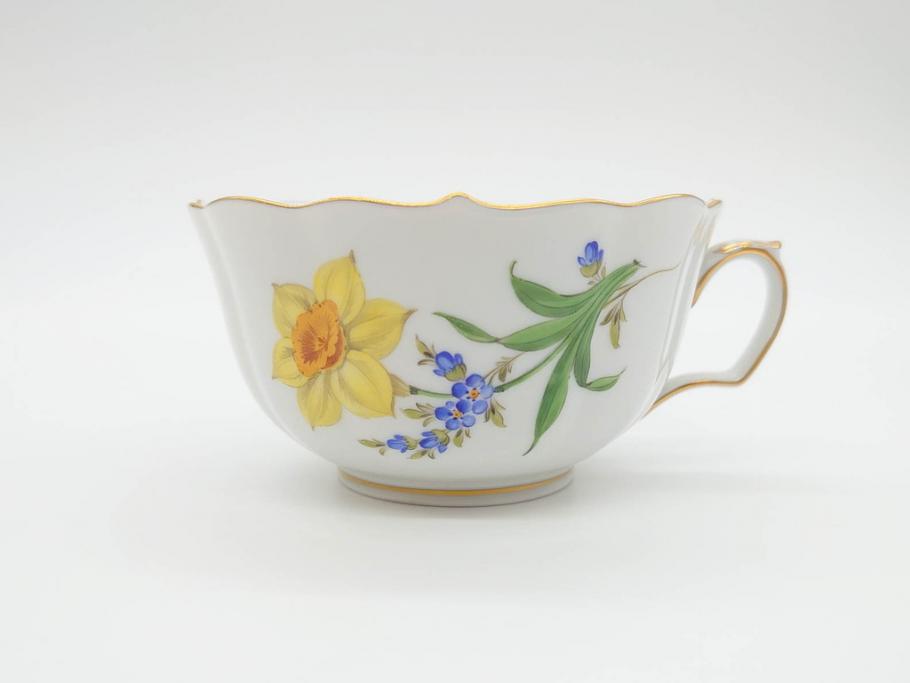 ドイツ　マイセン　Meissen　ベーシックフラワー　二つ花　ティータイムが華やかになるティーカップ&ソーサー3客セット(洋食器、C&S)(R-070195)