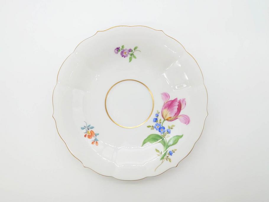 ドイツ　マイセン　Meissen　ベーシックフラワー　二つ花　ティータイムが華やかになるティーカップ&ソーサー3客セット(洋食器、C&S)(R-070195)