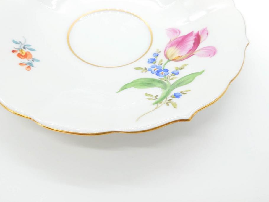 ドイツ　マイセン　Meissen　ベーシックフラワー　二つ花　ティータイムが華やかになるティーカップ&ソーサー3客セット(洋食器、C&S)(R-070195)