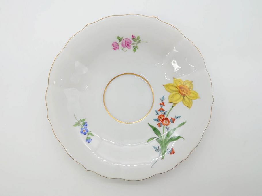 ドイツ　マイセン　Meissen　ベーシックフラワー　二つ花　ティータイムが華やかになるティーカップ&ソーサー3客セット(洋食器、C&S)(R-070195)