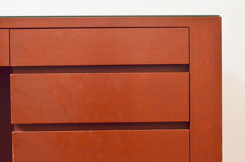 中古　オーダー家具　重厚な佇まいが魅力的な両袖デスク(机、ワークデスク、在宅用、在宅ワーク用)(定価約70万円)(R-074238)
