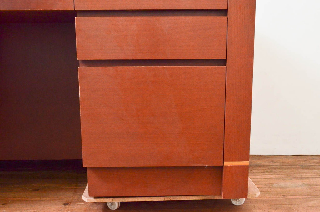 中古　オーダー家具　重厚な佇まいが魅力的な両袖デスク(机、ワークデスク、在宅用、在宅ワーク用)(定価約70万円)(R-074238)