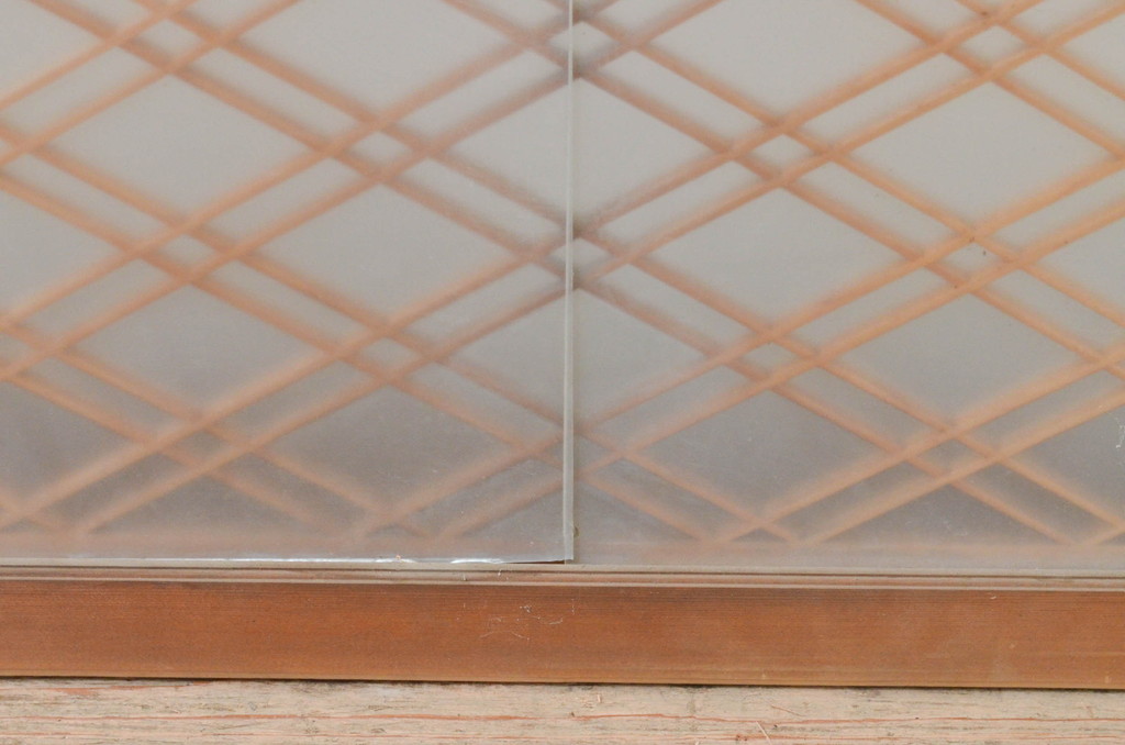 アンティーク建具　落ち着きのある空間を演出する両面ガラスの大きな組子欄間1枚(明り取り、明かり取り)(R-069358)