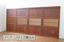 和製アンティーク　竹と鳥の透かし彫りが和の風情を漂わせる御簾戸1枚(建具、簾戸、簀戸、葭戸、夏障子、すど、葦戸)(R-054130)