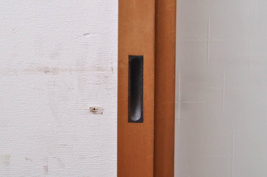 アンティーク建具　レトロなお部屋作りにおすすめな組子入りガラス戸2枚セット(引き戸)(R-068278)