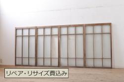 和製アンティーク　障子紙貼り　明治大正期の風情あふれる板戸2枚セット(引き戸、建具)
