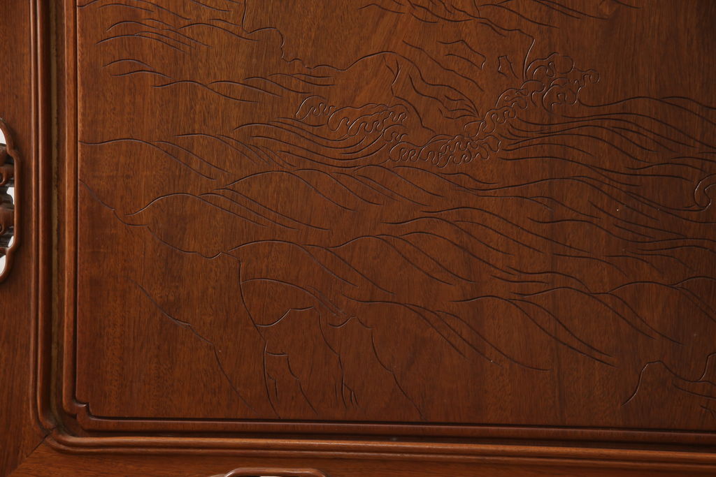 アジアンビンテージ　本花梨(カリン)材　迫力ある大鷹の彫刻が見事な衝立て(パーテーション、つい立て、衝い立て)(R-062073)