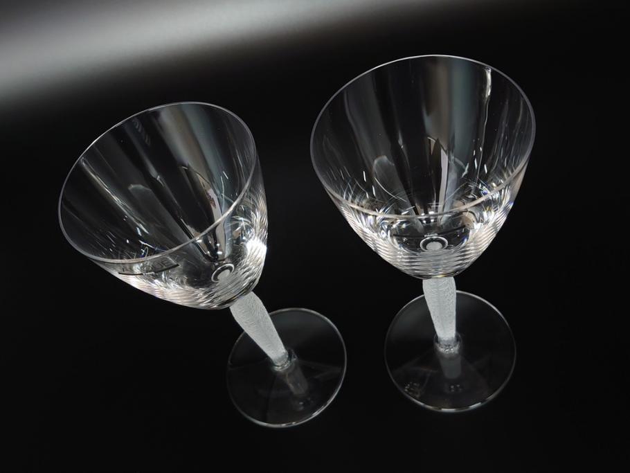 フランス　LALIQUE(ラリック)　ルーヴル　卓越した上品さをまとうワイングラス2客セット(クリスタル、ペア)(R-062125)