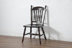 中古　美品　松本民芸家具　#1　クラシカルな安川式スピンドルチェア(ダイニングチェア、板座チェア、椅子、民芸家具)(定価約11万円)(R-082680)