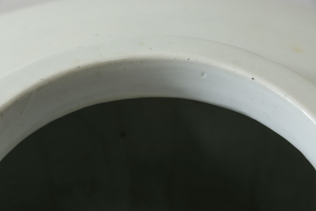 和製アンティーク　超特大!!　花器に最適!!　明治期　伊万里　白磁　古い造り酒屋の味わい深い大酒甕(酒壺、酒器、かめ、つぼ、壷)(R-083014)