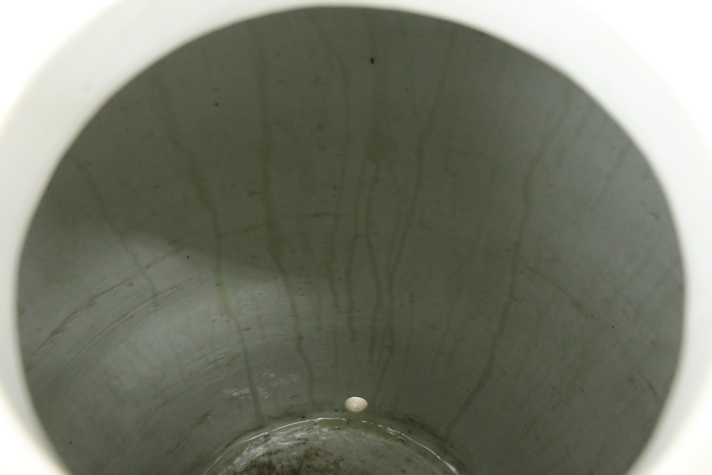 和製アンティーク　超特大!!　花器に最適!!　明治期　伊万里　白磁　古い造り酒屋の味わい深い大酒甕(酒壺、酒器、かめ、つぼ、壷)(R-083014)