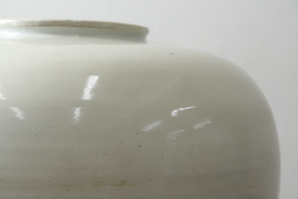 和製アンティーク　超特大!!　花器に最適!!　明治期　伊万里　白磁　古い造り酒屋の味わい深い大酒甕(酒壺、酒器、かめ、つぼ、壷)(R-083014)