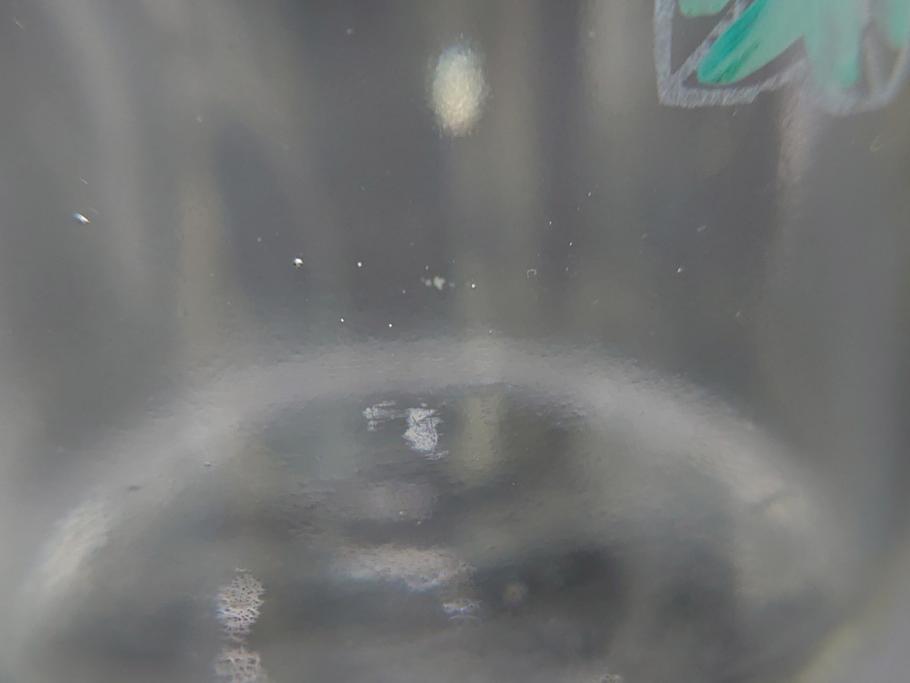大正期　レトロ　エナメル絵付け　エナメル彩　花文　温かみのある可愛らしい絵付けが魅力のグラス6客セット(大1客、小5客)(タンブラー、グラス、グラスペインティング、ガラス)(R-062128)