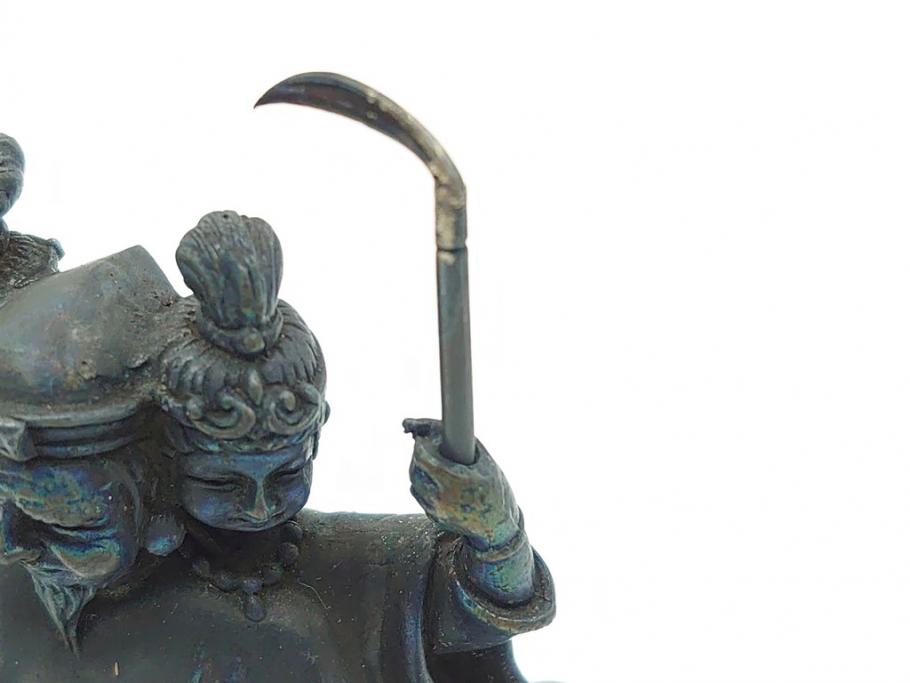 謹作　金工　鈴木幸平　銀製　開眼供養軍　総本山比叡山延暦寺　三面大黒天(共箱無し、厨子付き、仏像、仏具)(R-062095)