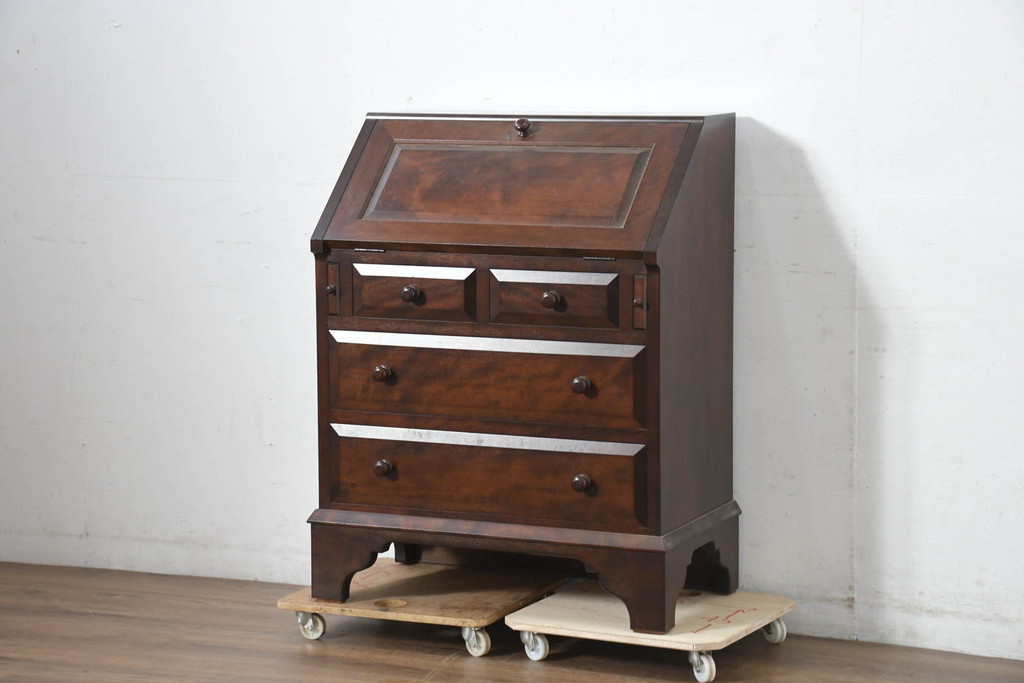 中古　超美品　松本民芸家具　#33A型　コンパクトなライティングビューロー(机、デスク、在宅用、在宅ワーク用、ワークデスク、引き出し)(定価約40万円)(R-082695)